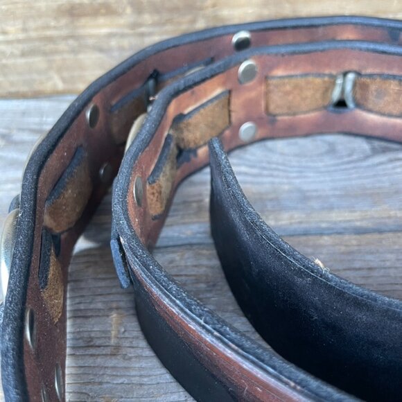 Harley Davisdon Biker Motorcycle Belt Leather Belt Strap Vintage Black / Brown - Picture 5 of 13